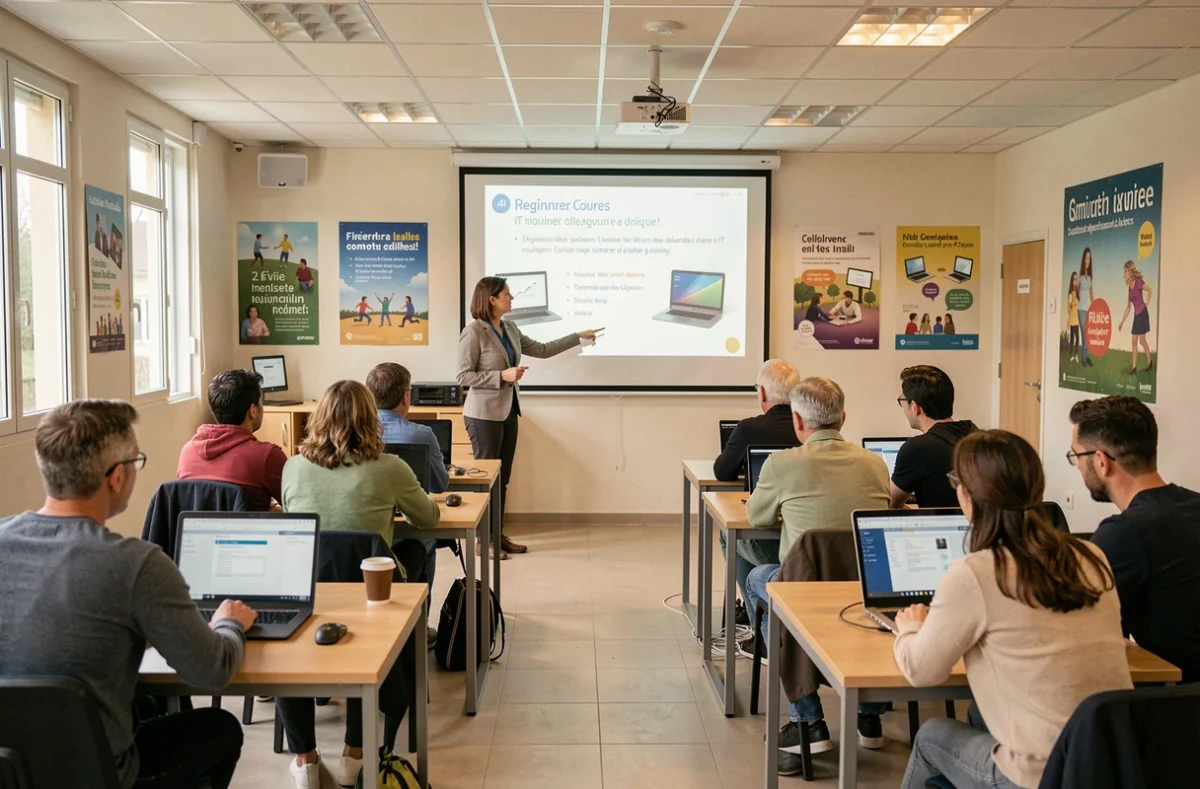 Formatrice d'Alès Micro Services animant un cours d'initiation à l'informatique pour adultes à Alès