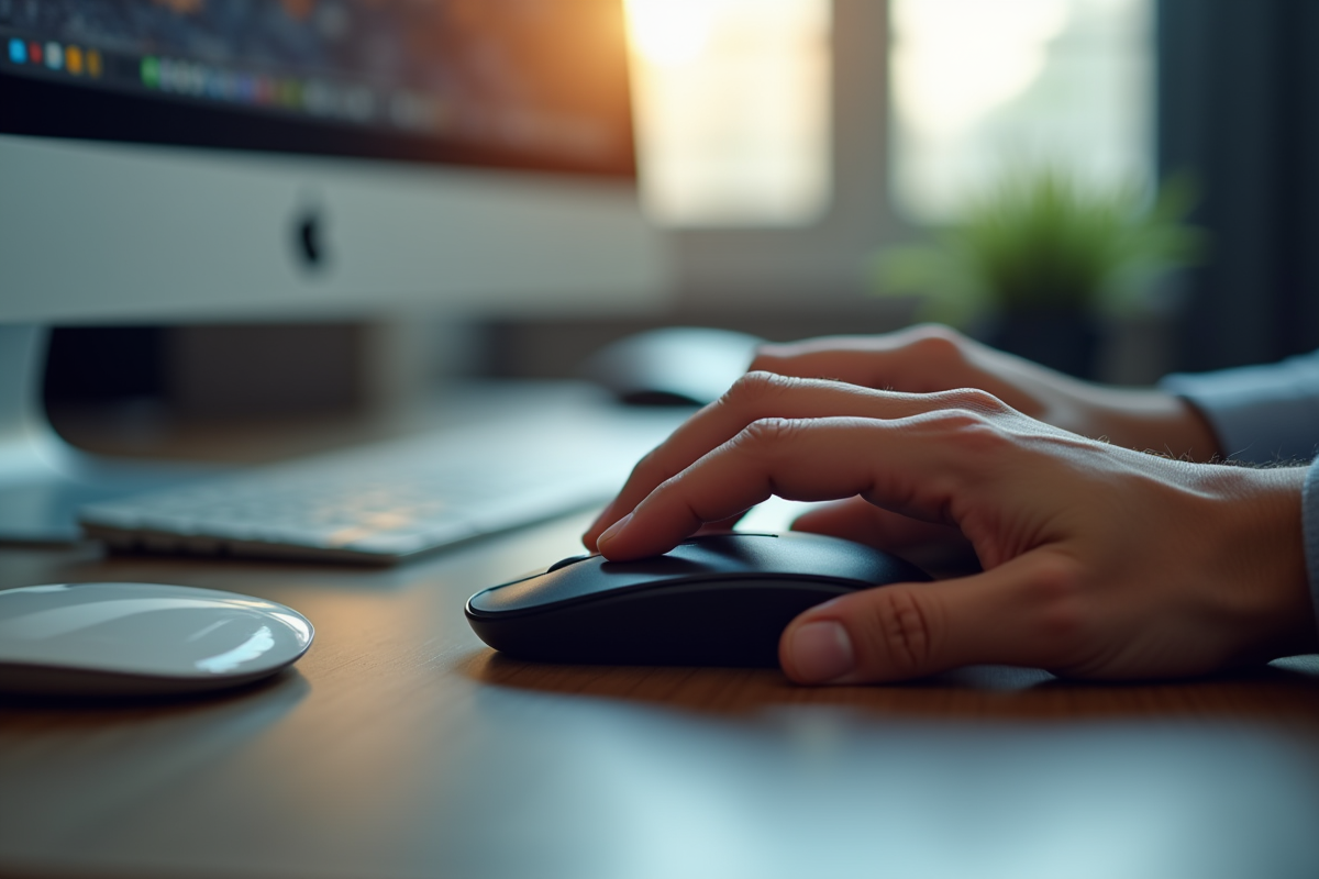 Mains connectant une souris sans fil via Bluetooth