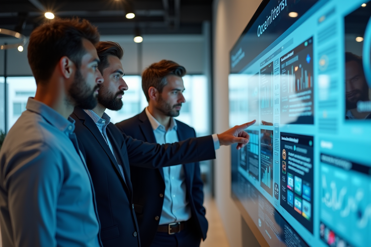 Groupe d analystes web discutant stratégies d optimisation