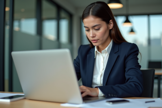 Jeune femme professionnelle analysant des résultats de test A B