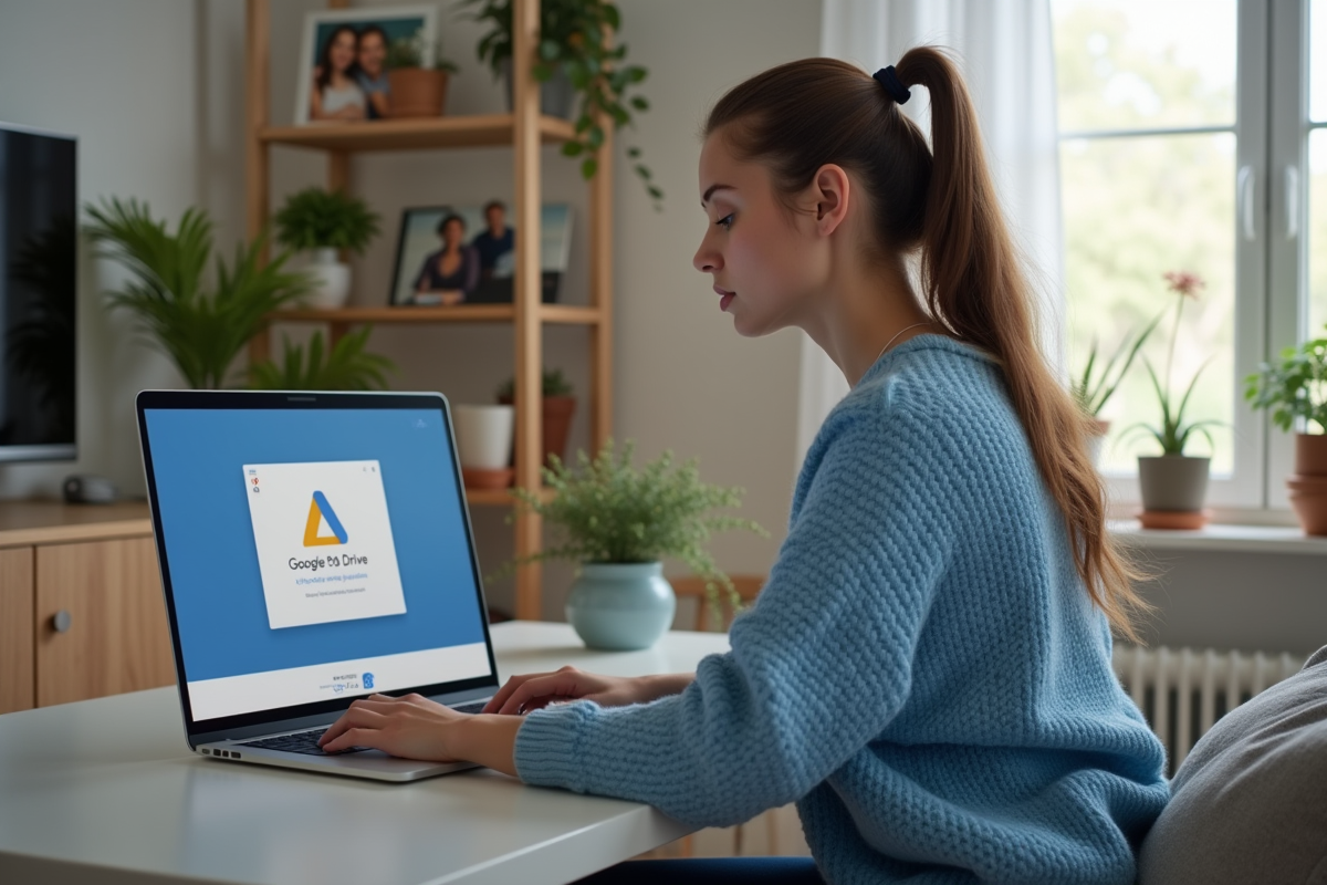 Jeune femme regardant un message d'erreur Google Drive