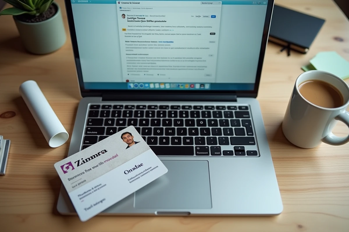 Ordinateur avec interface Zimbra de messagerie universitaire de Lille posé à côté d'un diplôme et d'une carte étudiante
