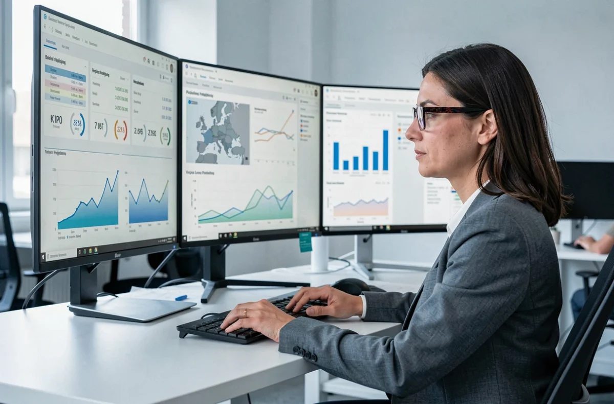 Analyste de Next Decision examinant des tableaux de bord décisionnels et données en Pays de la Loire