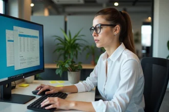 Professionnelle créant un raccourci bureau sur Windows en faisant un clic droit sur le menu contextuel