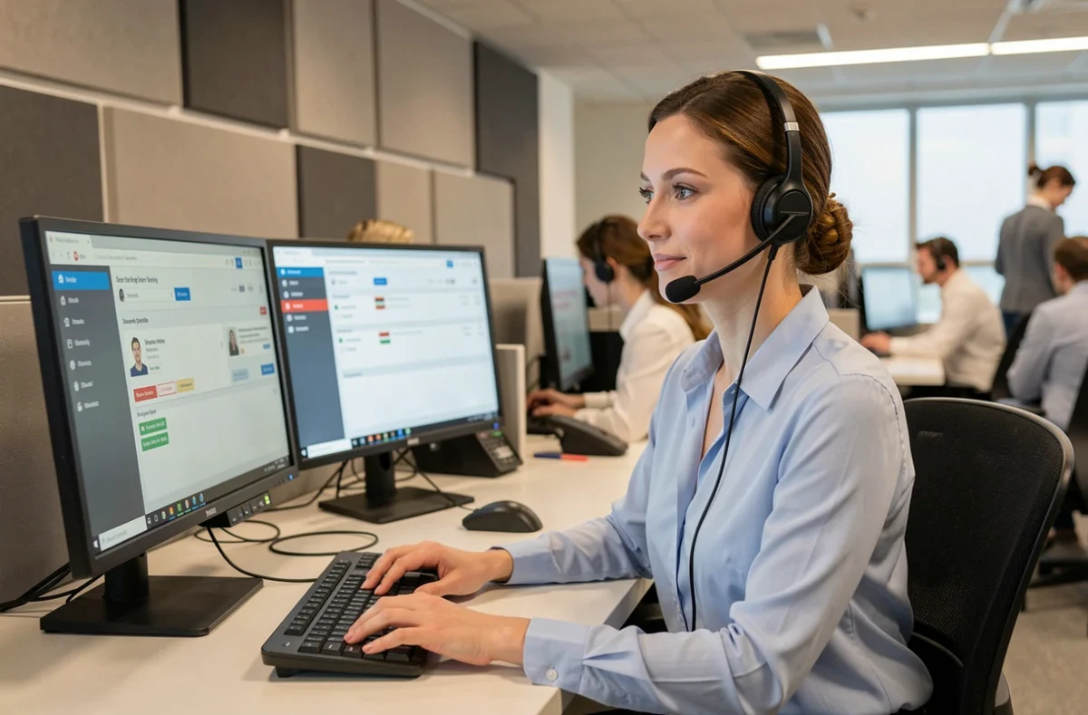 Conseillère du service client Alice ADSL en ligne avec un casque, prête à assister les abonnés