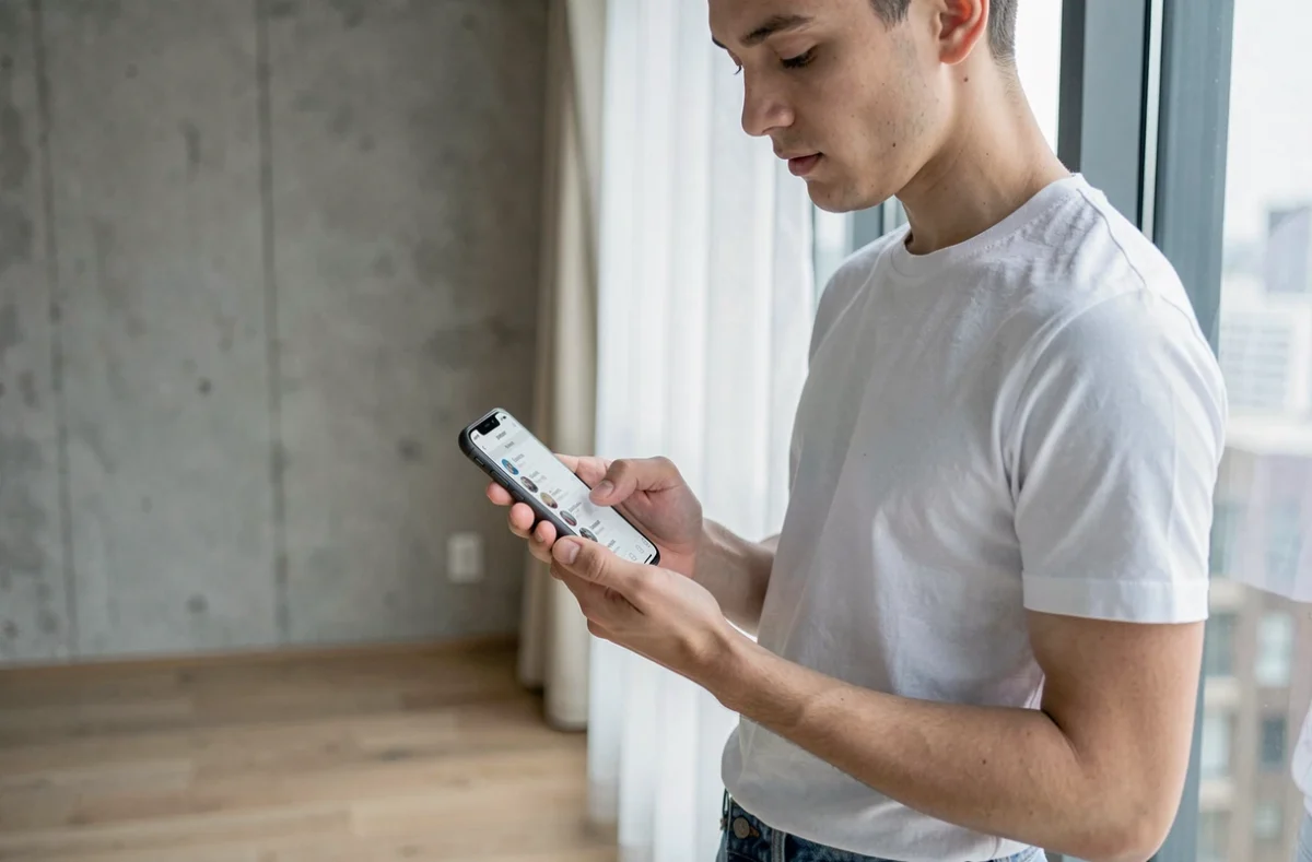 Jeune adulte supprimant un contact et effaçant des messages dans l'application Messenger sur téléphone