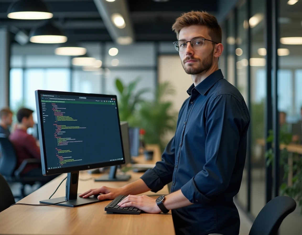 Technicien informatique configurant les paramètres DNS sur un double écran pour résoudre un problème d'accès à un site web en 2026